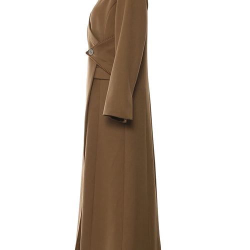 Load image into Gallery viewer, Women Brown Irregular Single Button Long Elegant Blazer New V-neck Long Sleeve Jacket Fashion Spring Autumn 2025 1DH6489
