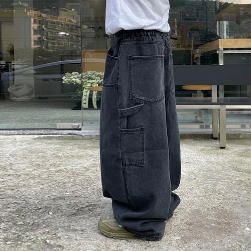 Load image into Gallery viewer, Men&#39;s Jeans Solid Color Elastic Waist Wide Leg Pants Autumn Loose Korean Style Trend Male Denim Trousers 2024 New 9C5009
