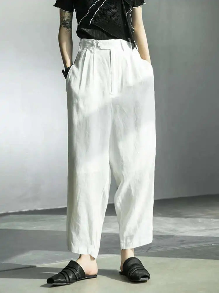 High Waist Black Topstitched Pockets Wide Leg Pants New Loose Fit Trousers Women Fashion Tide Spring Autumn 2025 1DF5357