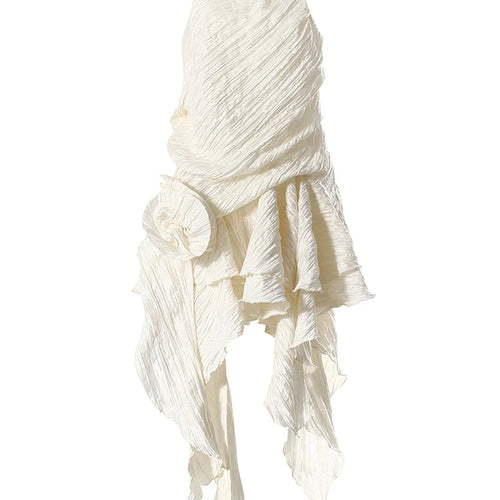 Load image into Gallery viewer, Women Silver Gray Textured Pleated Ruffles Vest Dress New Round Neck Sleeveless Fashion Tide Spring Summer 2025 7AB9278
