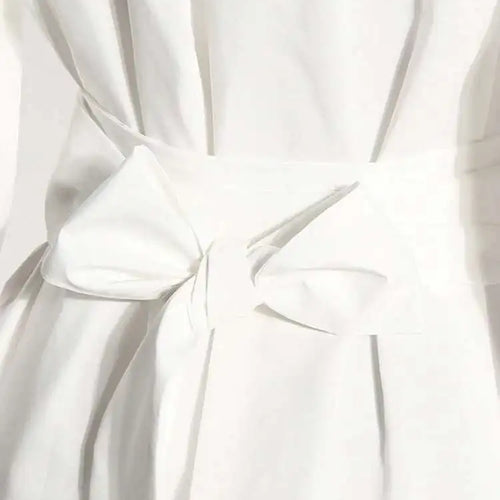 Load image into Gallery viewer, Women White Irregular Bandage Slit Shirt Dress New V-Neck Long Sleeve Loose Fit Fashion Tide Spring Autumn 2025 1DE9884
