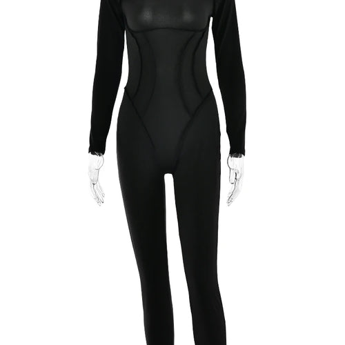 Load image into Gallery viewer, Fashion Long Sleeve Elastic Skinny Jumpsuit For Women Button Hollow Out Open Back Bodysuit Casual Sports Fitness Rompers
