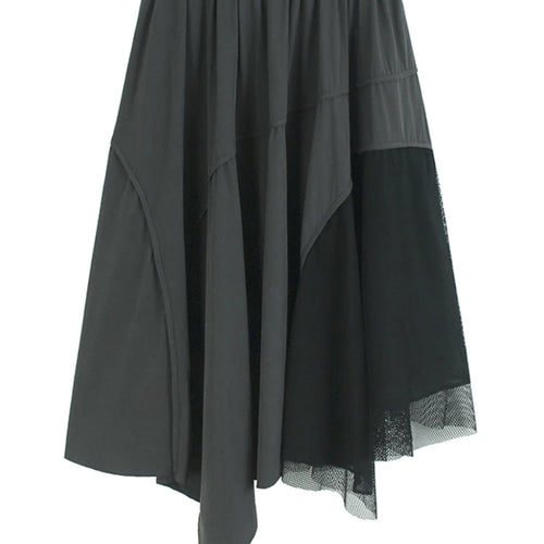 Load image into Gallery viewer, High Elastic Waist Gray Irregular Mesh Spliced A-line Half-body Skirt Women Fashion Tide New Spring Autumn 2025 1DJ1418

