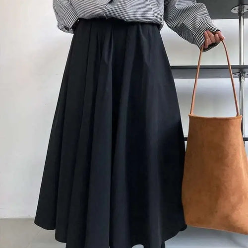 Load image into Gallery viewer, High Waist Apricot Brown Pleated Long Casual A-line Half-body Skirt Women Fashion Tide New Spring Autumn 2025 1DF5093
