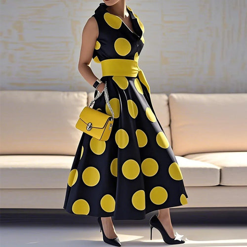 Load image into Gallery viewer, Women&#39;s Elegant Polka-dot Maxi Dresses 2025 Summer Dress Tied Waist  A-line Long Dress for Woman Clothing Party Dresses
