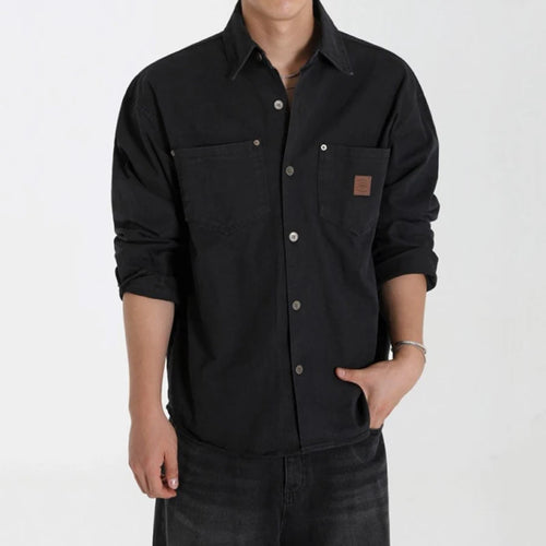 Load image into Gallery viewer, Men's Long Sleeved Shirt New Spring Loose Solid Color Casual Shirts Korean Single Breasted Trendy Lapel Jacket 9W1442
