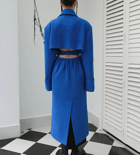 Loose Fit Big Size Irregular Hollow Out Woolen Coat Parkas New Long Sleeve Women Fashion Tide Autumn Winter 2025 1DD2176