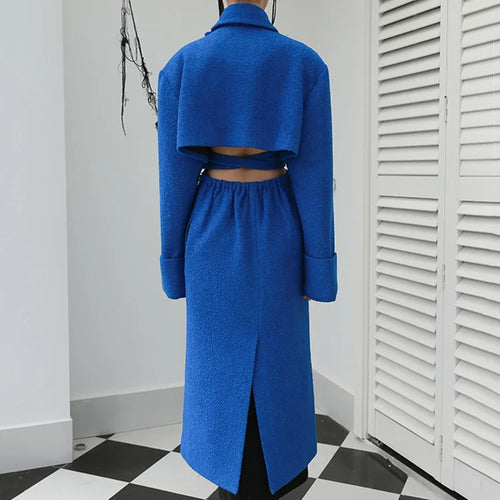 Load image into Gallery viewer, Loose Fit Big Size Irregular Hollow Out Woolen Coat Parkas New Long Sleeve Women Fashion Tide Autumn Winter 2025 1DD2176
