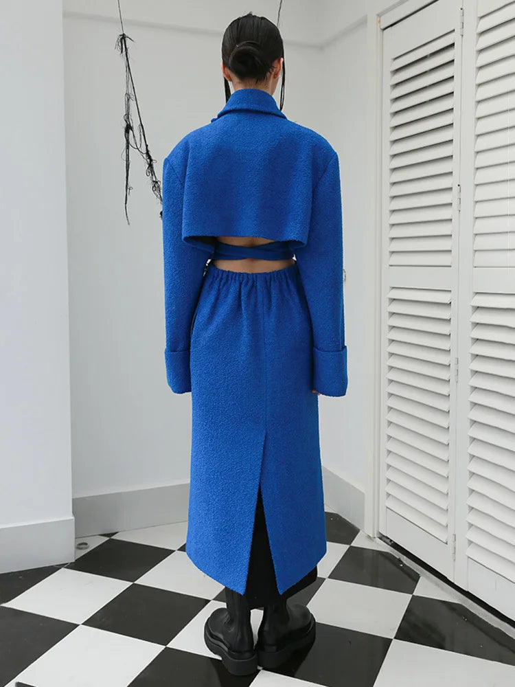 Loose Fit Big Size Irregular Hollow Out Woolen Coat Parkas New Long Sleeve Women Fashion Tide Autumn Winter 2025 1DD2176