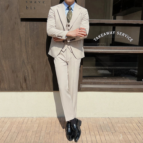 Load image into Gallery viewer, Men's Suit Three-piece New Spring Men's Set Blazer Single Breasted Vest Slim Pants Business Casual Solid Color 9W1573
