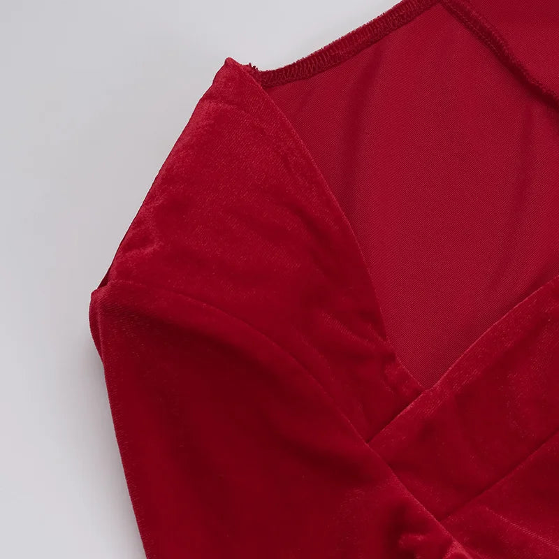 Velvet Long Sleeve Sexy Maxi Dress For Women Autumn Winter New Square Collar Thigh High Split Evening Club Party Dress