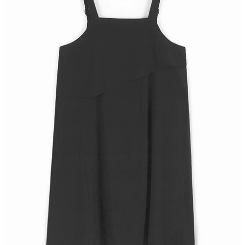 Load image into Gallery viewer, Women Black Irregular Big Size Midi Strap Dress New Square Collar Sleeveless Fashion Tide Spring Autumn 2025 1DJ1229
