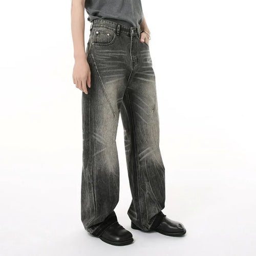 Load image into Gallery viewer, Men's Jeans New Summer American Style Washed Cat Whiskers Design Curved Knife Wide Leg Trendy Casual Male Clothing 9W1687
