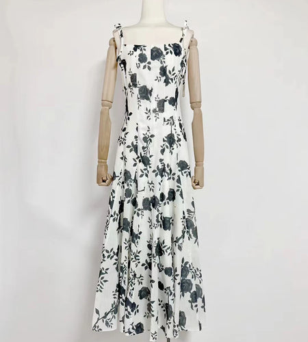 Hit Color Slimming Dresses For Women Square Neck Sleeveless High Waist Temperament Long Dress Female Fashion New