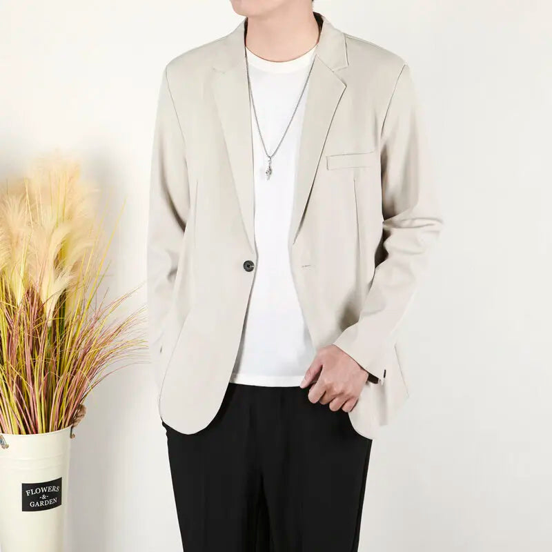 Men's Business Casual Suit Jackets Solid Color Single Breasted New Trendy Loose Handsome Spring Male Blazer 2025 9W1307