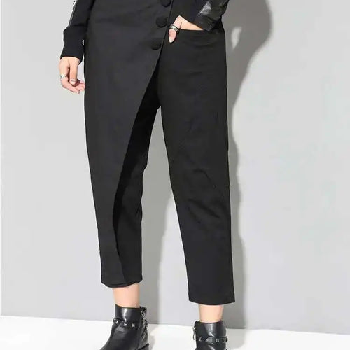 Load image into Gallery viewer, High Elastic Waist Black Asymmetric Casual Pants New Loose Fit Trousers Women Fashion Tide Spring Autumn 2025 1DF4648
