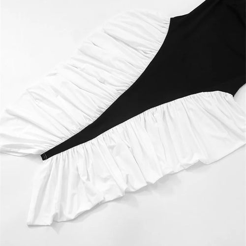 Load image into Gallery viewer, Patchwork Halter Backless Sexy Midi Dress Women Gown Elegant Fashion Contrast Color Sleeveless Pleated Long Dress
