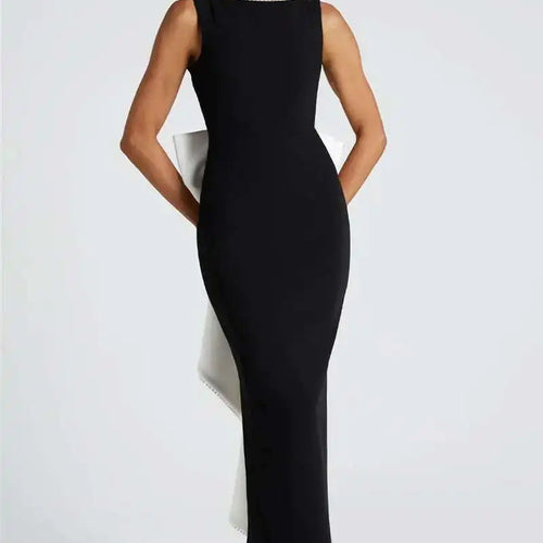 Load image into Gallery viewer, Elegant Pearl Bow Backless Sexy Maxi Dress Women Gown Fashion Sleeveless High Waist A-line Club Party Long Dress
