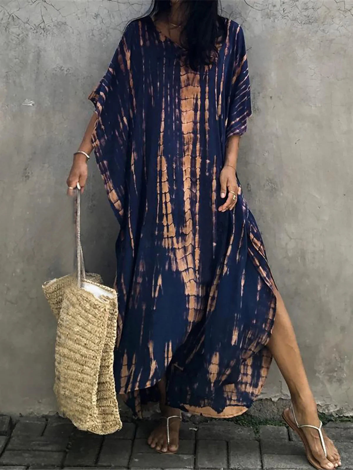 30 Colors V Neck Printed Colorful Tie Dye Tunic Beach Cover Up Cover-ups Beach Dress Beach Wear Beachwear Female Women V4477