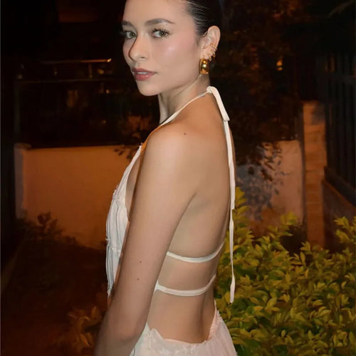 Load image into Gallery viewer, Halter Backless Sexy Maxi Dress For Women Spring Summer New Lace-up Sleeveless Pleated Beach Holiday Long Dress Elegant
