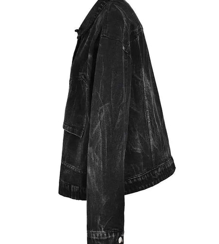 Loose Fit Black Denim Pocket Big Size Casual Jacket New Lapel Long Sleeve Women Coat Fashion Spring Autumn 2025 CPG0026
