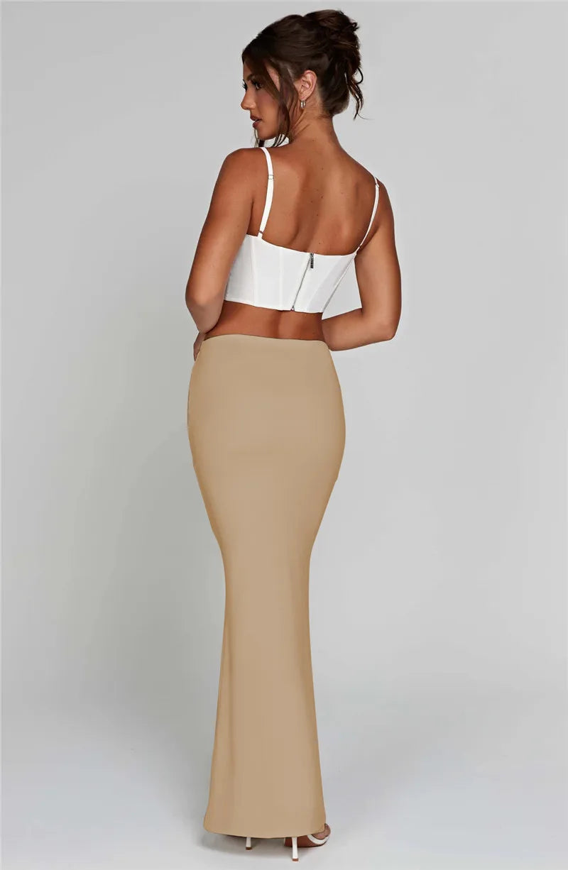 Thickened Fabric Sexy Maxi Skirt Women 2023 Autumn Winter New Solid High Waist Skinny Club Party Long Skirt Elegant