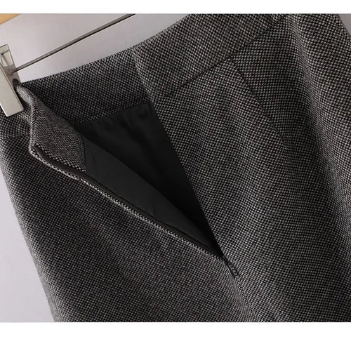 Load image into Gallery viewer, 2024 Autumn Winter Suit New Women&#39;s Clothing Brown Gray Double Breasted Blazer Jacket And High Waist Long Skirt Two Pieces Sets
