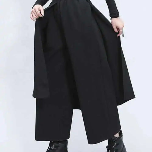 Load image into Gallery viewer, High Elastic Waist Black Split Joint Long Wide Leg Trousers New Loose Fit Pants Women Fashion Spring Autumn 2025 1Z325
