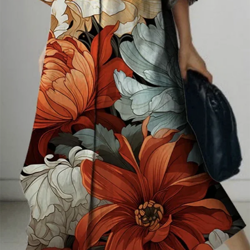 Load image into Gallery viewer, Spring Autumn 2025 New Trendy Flower Print Lapel Maxi Dresses Women Long Sleeves Loose Woman Button-down Shirt Dress
