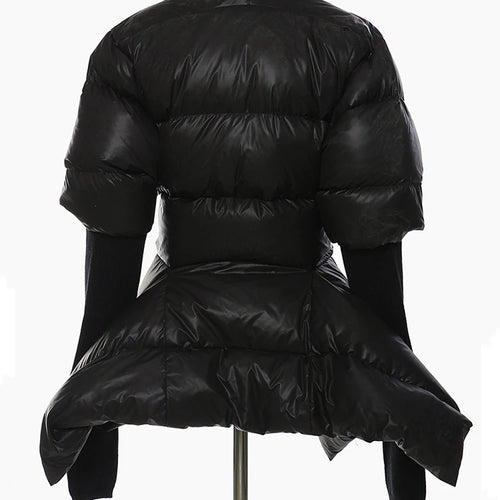 Load image into Gallery viewer, Camouflage Knitting Irregular Cotton-padded Coat Long Sleeve Loose Fit Women Parkas Fashion New Autumn Winter 2025 7AB2058
