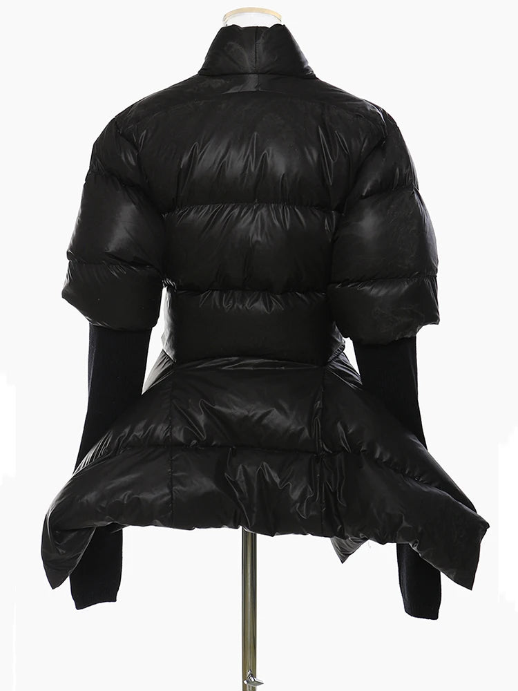 Camouflage Knitting Irregular Cotton-padded Coat Long Sleeve Loose Fit Women Parkas Fashion New Autumn Winter 2025 7AB2058