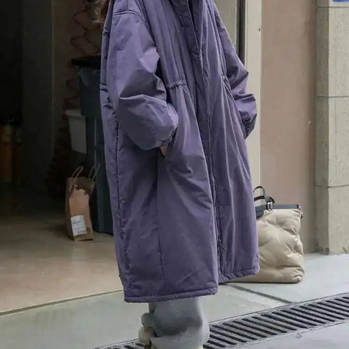 Load image into Gallery viewer, Purple Big Size Long Cotton-padded Coat Long Sleeve Loose Fit Women Parkas Fashion Tide New Autumn Winter 2025 1DH2804
