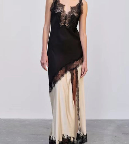 Hit Color Loose Dresses For Women Square Neck Sleeveless High Waist Temperament Minimalist Dress Female Fashion New