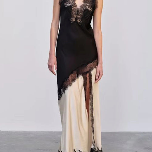 Load image into Gallery viewer, Hit Color Loose Dresses For Women Square Neck Sleeveless High Waist Temperament Minimalist Dress Female Fashion New
