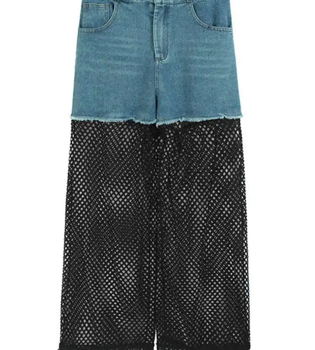 High Waist Black Denim Hollow Out Long Casual Wide Leg Jeans New Women Trousers Fashion Tide Spring Autumn 2025 1DH9802