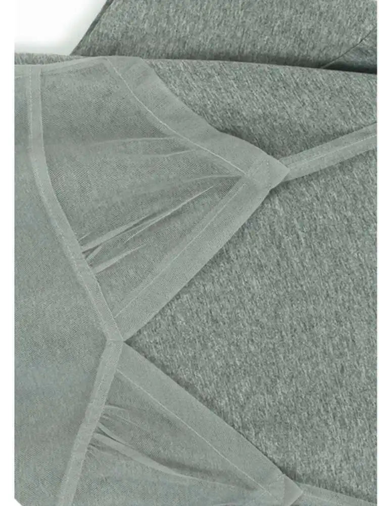 Women Gray Mesh Spliced Big Size Casual Midi Dress New Round Neck Short Sleeve Fashion Tide Spring Summer 2025 1DH9817