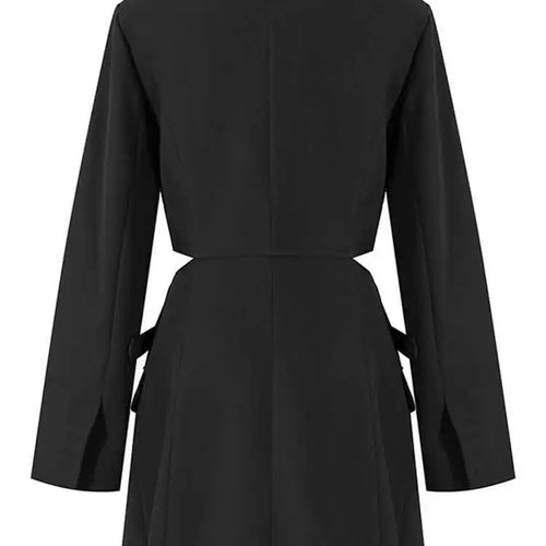 Load image into Gallery viewer, Women Blue Cross Buckle Hollow Out Blazer Dress New Lapel Long Sleeve Loose Fit Fashion Tide Spring Autumn 2025 1DE3323
