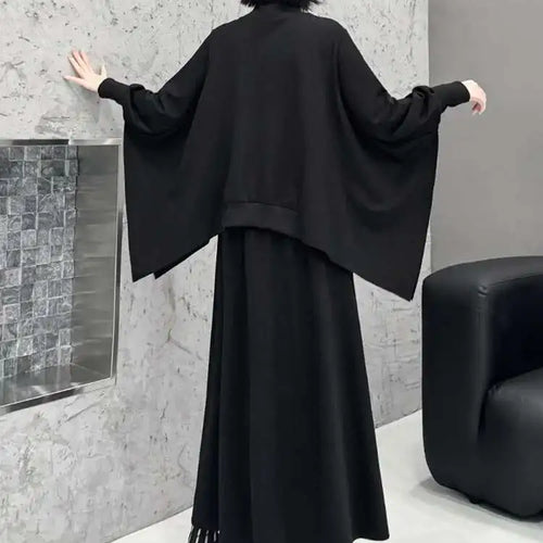 Load image into Gallery viewer, Black Sweatshirt Half-body Skirt Two Pieces Suit New Turtleneck Long Sleeve Women Fashion Tide Spring Autumn 2025 1DH8611
