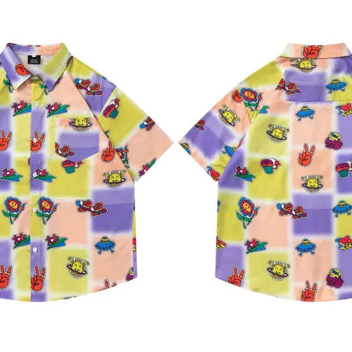 Load image into Gallery viewer, Vintage Hawaiian Shirts Streetwear Retro Graphic Printed Tie Dye Summer Beach Blouse Harajuku Hip Hop Baggy Short Sleeve Tops
