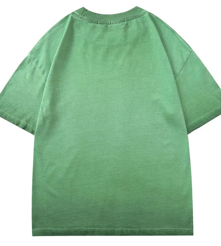 Vintage T-Shirts Y2K Grunge Graphic Printed Punk Gothic Tshirt Streetwear Hip Hop Harajuku Baggy Short Sleeve Washed Tops Green