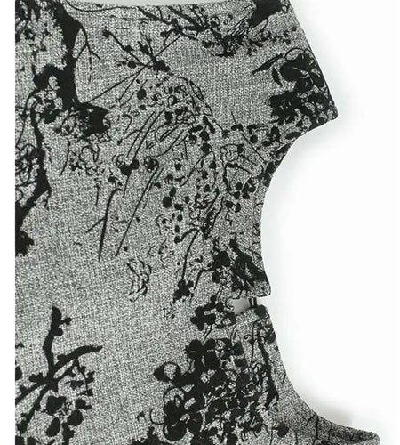 Women Gray Printed Vintage Hem Pleated Big Size Vest Dress New Round Neck Sleeveless Fashion Spring Autumn 2025 1DH9454