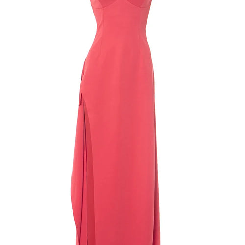 Load image into Gallery viewer, Off-shoulder Backless Split Sexy Maxi Dress Women Gown Pink Summer New Zipper Strapless Evening Club Party Long Dress
