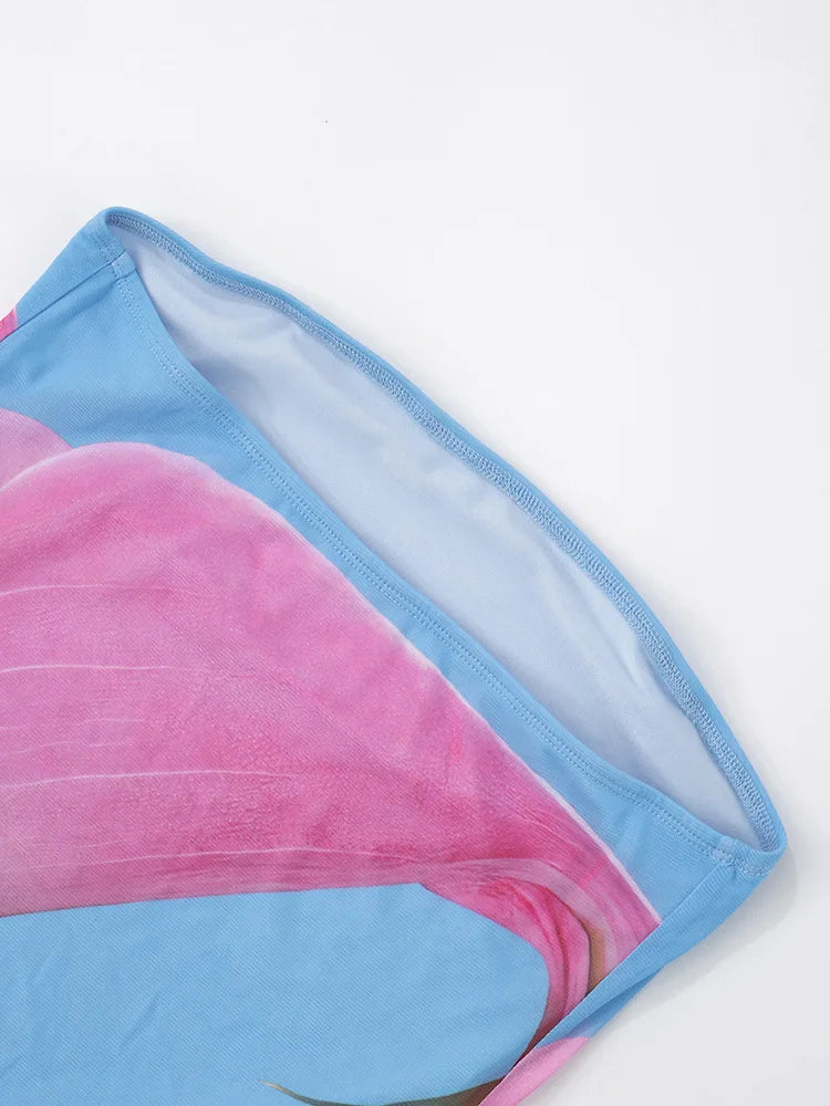 Floral Print Strapless Sexy Maxi Dress For Women Gown Patchwork Off-shoulder Backless Sleeveless Print Long Dress