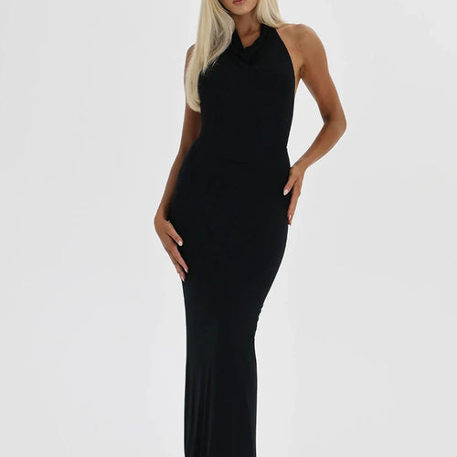 Load image into Gallery viewer, Sexy Swinging Collar High Slit Women Maxi Dress Backless Slim Fit Dress Party Dance Nightclub Female Clothing 2023 New
