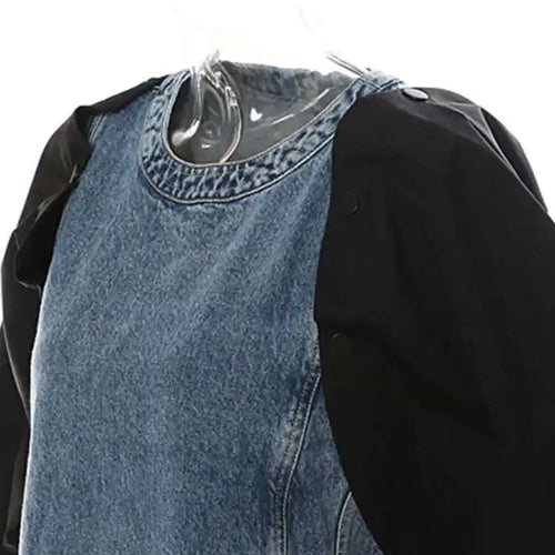 Load image into Gallery viewer, Women Blue Denim Button Many Ways Wear Dress New Round Neck Long Sleeve Loose Fit Fashion Tide Spring Autumn 2025 17A8518
