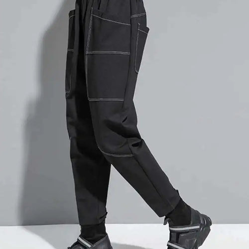 Load image into Gallery viewer, High Elastic Waist Black Pocket Topstitched Long Harem Pants New Trousers Women Fashion Tide Spring Autumn 2025 1DH7067
