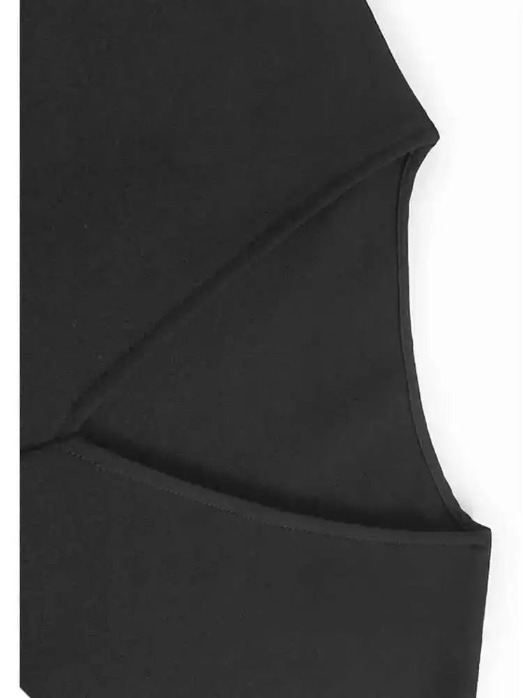 Women Black Sequins Spliced Big Size Midi Vest Dress New V-Neck Sleeveless Fashion Tide Spring Autumn 2025 1DH9971