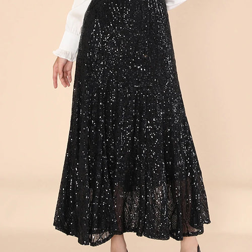 Load image into Gallery viewer, Elegant Spliced Sequins Skirts For Women High Waist Patchwork Folds Temperament Slimming Skirt Female Fashion Style
