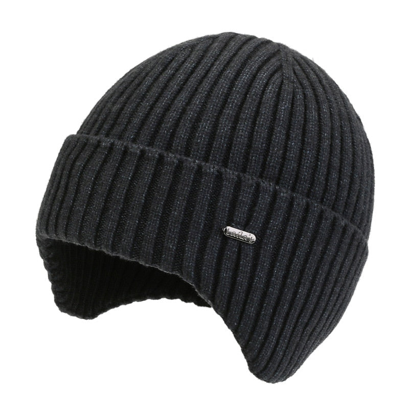 Solid Winter Hat Beanie with Ears Men Women Earflap Hat Skullies Knitted Cap Keep Warm Outdoor Gorras Ski Caps