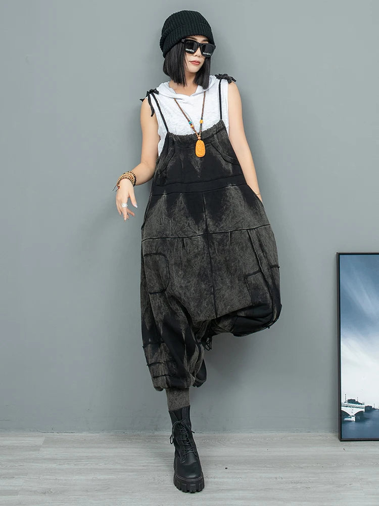 High Waist Black Vintage Big Size Long Casual Overalls Jeans New Women Trousers Fashion Tide Spring Autumn 2025 1DH9547